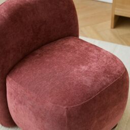 Nordlys Scandinavian Lounge Armchair with Wooden Legs & Fabric in Red - thumbnail 7