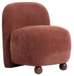 Nordlys Scandinavian Lounge Armchair with Wooden Legs & Fabric in Red - thumbnail 1