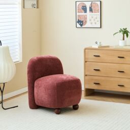 Nordlys Scandinavian Lounge Armchair with Wooden Legs & Fabric in Red - thumbnail 9