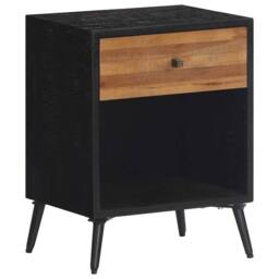 Berkfield Home Beautiful Bedside Cabinet 40x30x50 cm Solid Wood Teak in Black - Size: 40 x 30 x 50 cm