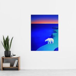 "Artery8 Polar Bear Sunset Sky Alaska Ice Landscape Wall Art Print in Blue - Size: W18"" x H24""" - thumbnail 4