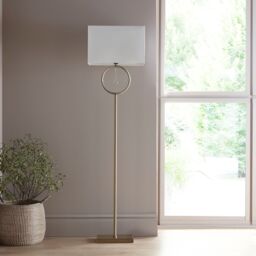 K LIVING Lizzy Antique Brass Floor Lamp with Cream Shade in Gold - thumbnail 2