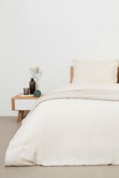 Panda London Panda Bamboo & French Linen Duvet Cover in Beige - Size: Super King