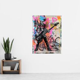 "Artery8 Punk Music Bass Guitarist Colourful Street Art Wall Art Print - Size: W24"" x H32""" - thumbnail 4