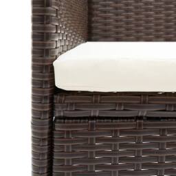 Berkfield Home 3 Piece Garden Dining Set Poly Rattan & Tempered Glass Brown - thumbnail 6