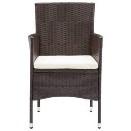 Berkfield Home 3 Piece Garden Dining Set Poly Rattan & Tempered Glass Brown - thumbnail 5