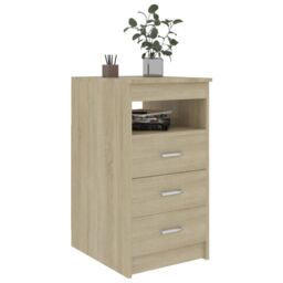 Berkfield Home Drawer Cabinet Sonoma Oak 40x50x76 cm Engineered Wood in Brown - Size: 40 x 50 x 76 cm - thumbnail 3
