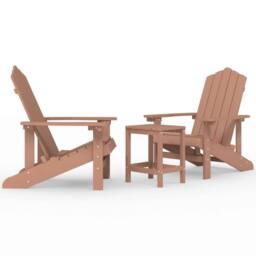 Berkfield Home Garden Adirondack Chairs with Table HDPE Brown - thumbnail 2