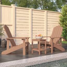Berkfield Home Garden Adirondack Chairs with Table HDPE Brown - thumbnail 1
