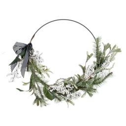 Scottish Everlastings Ltd 55cm Ring Wreath with Stripey Bow in Green - thumbnail 2