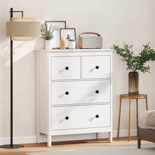 HOMCOM Modern Chest of Drawers, 4 Drawer Dresser for Bedroom, White - image 1