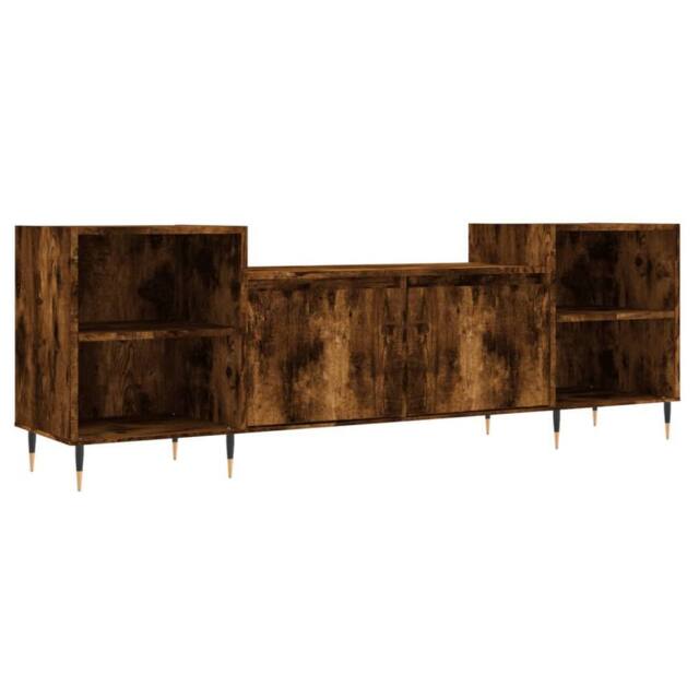 Berkfield Home TV Cabinet Smoked Oak 160x35x55 cm Engineered Wood in Brown - Size: 160 x 35 x 55 cm - image 1