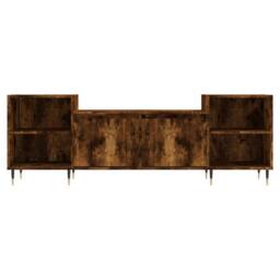Berkfield Home TV Cabinet Smoked Oak 160x35x55 cm Engineered Wood in Brown - Size: 160 x 35 x 55 cm - thumbnail 5