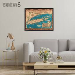 "Artery8 Vintage Map of Long Island New York Framed Canvas Wall Art Print - Size: W12"" x H16""" - thumbnail 3