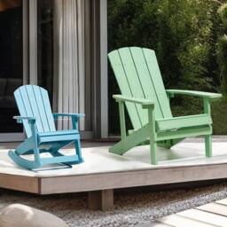 Wyld and Coco Garden Kids Rocking Chair - Kid-Sized Outdoor Rocker Light Blue - thumbnail 1