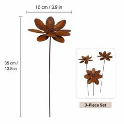 KORVIXA 3Pcs Rustic Metal Flower Garden Stake in Brown - Size: 100 cm x 100 cm - thumbnail 2