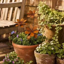 KORVIXA 3Pcs Rustic Metal Flower Garden Stake in Brown - Size: 100 cm x 100 cm - thumbnail 5