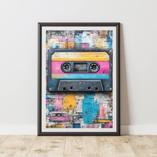 60 SECOND MAKEOVER Cassette Tape Graffiti Print Urban Street Art Poster Junk Journal - Size: A4 - image 1