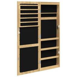 Berkfield Home Mirror Jewellery Cabinet with LED Lights Wall Mounted in Brown - thumbnail 7