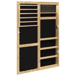Berkfield Home Mirror Jewellery Cabinet with LED Lights Wall Mounted in Brown - thumbnail 8