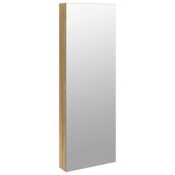 Berkfield Home Mirror Jewellery Cabinet with LED Lights Wall Mounted in Brown - thumbnail 3