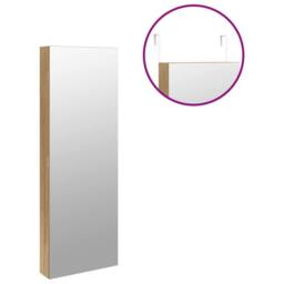 Berkfield Home Mirror Jewellery Cabinet with LED Lights Wall Mounted in Brown - thumbnail 9