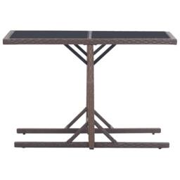 Berkfield Home Garden Table Brown 110x53x72 cm Glass & Poly Rattan - Size: 110 x 53 x 72 cm - thumbnail 3