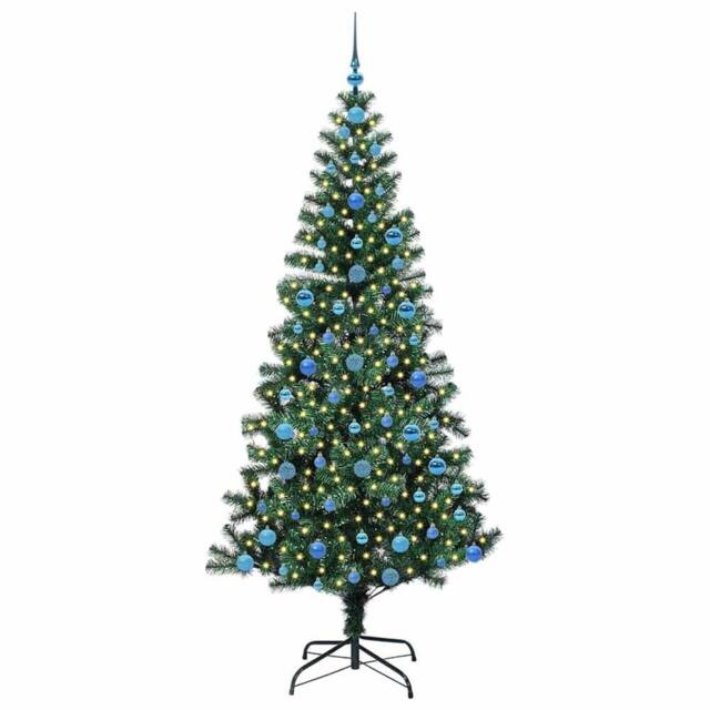 Berkfield Home Elegant Artificial Pre-lit Christmas Tree Green 210 cm PVC & Metal - image 1