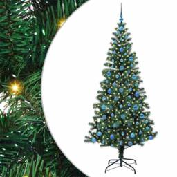 Berkfield Home Elegant Artificial Pre-lit Christmas Tree Green 210 cm PVC & Metal - thumbnail 3