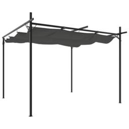 Berkfield Home Pergola with Retractable Roof Anthracite 295x292x230 cm in Black - Size: 295 x 292 x 230 cm - thumbnail 1