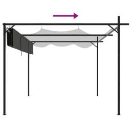 Berkfield Home Pergola with Retractable Roof Anthracite 295x292x230 cm in Black - Size: 295 x 292 x 230 cm - thumbnail 6