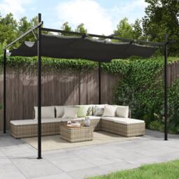 Berkfield Home Pergola with Retractable Roof Anthracite 295x292x230 cm in Black - Size: 295 x 292 x 230 cm - thumbnail 2