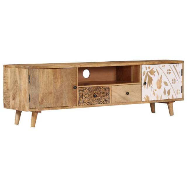 Berkfield Home TV Cabinet 140x30x40 cm Solid Mango Wood in Brown - Size: 140 x 30 x 40 cm - image 1