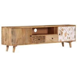 Berkfield Home TV Cabinet 140x30x40 cm Solid Mango Wood in Brown - Size: 140 x 30 x 40 cm - thumbnail 1
