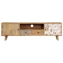 Berkfield Home TV Cabinet 140x30x40 cm Solid Mango Wood in Brown - Size: 140 x 30 x 40 cm - thumbnail 2