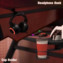 Wyld Haus Hanaba 120cm Black Gaming Desk Z Frame Steel Cup Holder - thumbnail 7