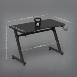 Wyld Haus Hanaba 120cm Black Gaming Desk Z Frame Steel Cup Holder - thumbnail 4