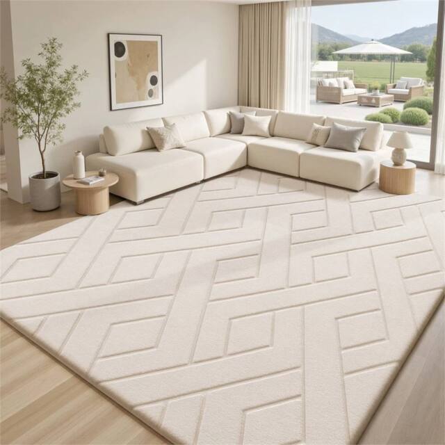 FORGEVIO Cream 200 x 300 cm (6 ft 7 in x 9 ft 6 in) Large Rugs - Size: 100 cm diameter - image 1
