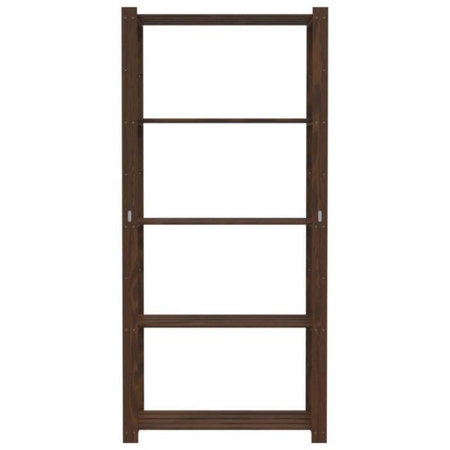 Berkfield Home Beautiful 5-Tier Storage Rack Brown 80x38x170 cm Solid Wood Pine - Size: 80 x 38 x 170 cm - image 1