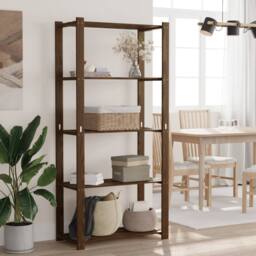 Berkfield Home Beautiful 5-Tier Storage Rack Brown 80x38x170 cm Solid Wood Pine - Size: 80 x 38 x 170 cm - thumbnail 2