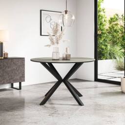 More4Homes Calne Light grey Ceramic Round Dining Table & 6 Raye Velvet Chairs - thumbnail 9