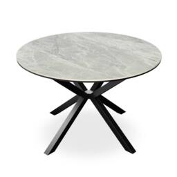 More4Homes Calne Light grey Ceramic Round Dining Table & 6 Raye Velvet Chairs - thumbnail 2