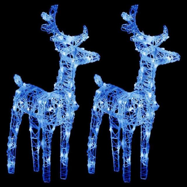 Berkfield Home Beautiful Christmas Reindeers 2 pcs Blue 80 LEDs Acrylic - image 1