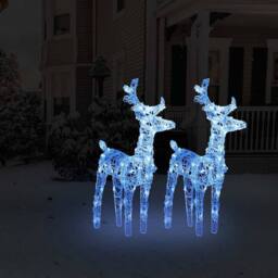 Berkfield Home Beautiful Christmas Reindeers 2 pcs Blue 80 LEDs Acrylic - thumbnail 2