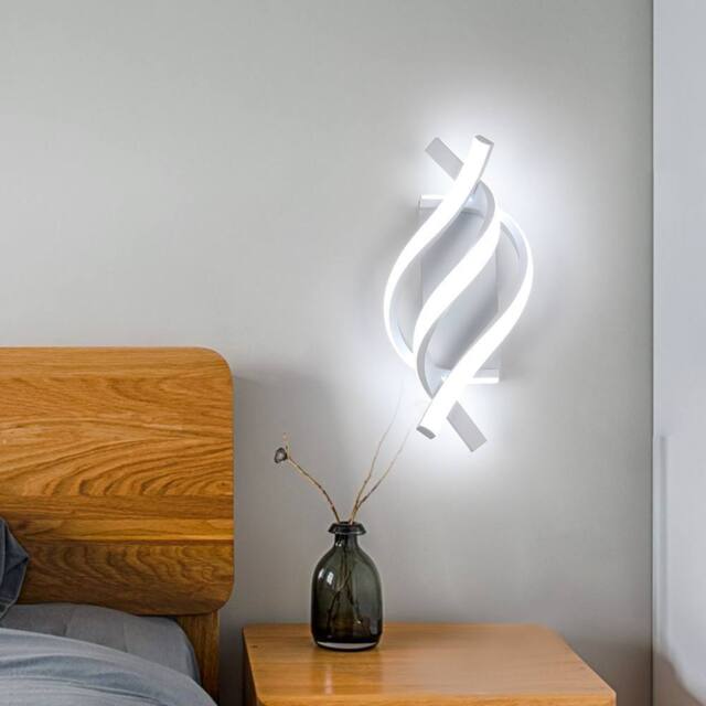 Pheashine White 36cm Spiral LED Wall Light 22W 6000K Cool White Aluminum Acrylic - image 1