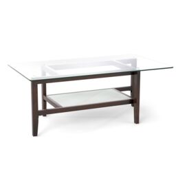 Gymax Glass Coffee Table 2-Tier Coffee Table With Storage Shelf-Brown in Brown - thumbnail 9