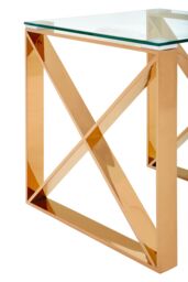 Orsina Durable Cross Legs End Table, Stylish Design Side Table For Livingroom, Versatile Side Table in Rose Gold - thumbnail 4