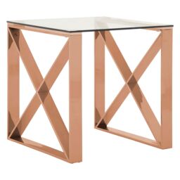Orsina Durable Cross Legs End Table, Stylish Design Side Table For Livingroom, Versatile Side Table in Rose Gold - thumbnail 1