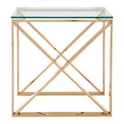 Orsina Durable Cross Legs End Table, Stylish Design Side Table For Livingroom, Versatile Side Table in Rose Gold - thumbnail 3