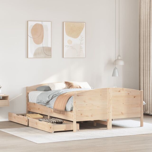 Berkfield Home Bed Frame without Mattress 120x190 cm Small Double Solid Wood Pine in Brown - image 1